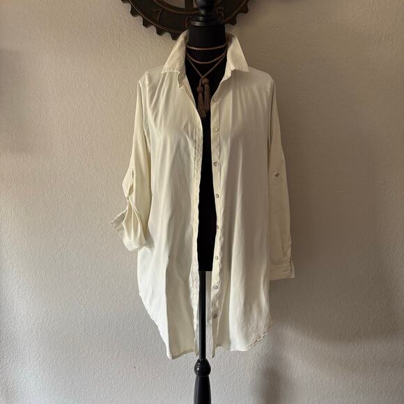UMGEE Shirt Dress Blouse Bone L Light Academia Preppy Elevated Elegant Granola - Picture 1 of 8